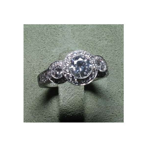 Platinum Ring with CZ center and Diamonds Bluestone Jewelry Tahoe City, CA