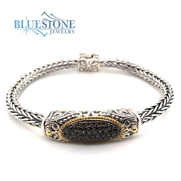 Silver & 18 Karat Yellow Gold Black Diamond Bracelet Bluestone Jewelry Tahoe City, CA