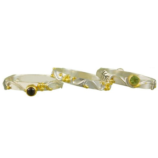 Silver & 22 Karat Yellow Gold Rings with Rhodolite Garnet and Peridot Image 2 Bluestone Jewelry Tahoe City, CA