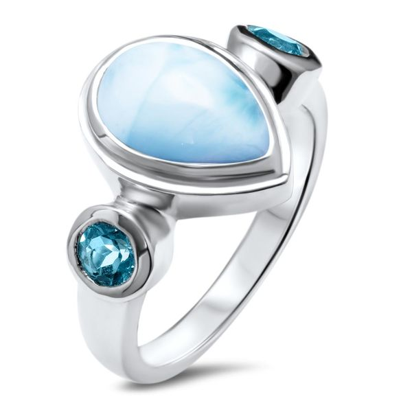 Sterling Silver Ring with Larimar and Blue Topaz Bluestone Jewelry Tahoe City, CA