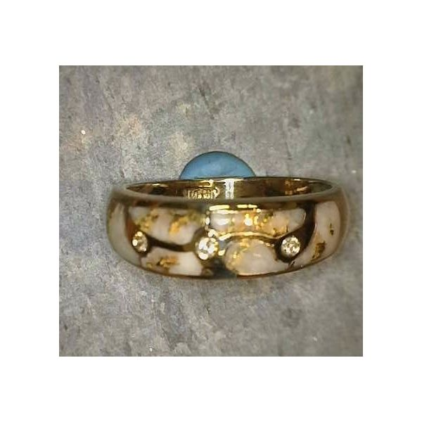 14 Karat Yellow Gold Ring with Gold Quartz and Diamonds Bluestone Jewelry Tahoe City, CA