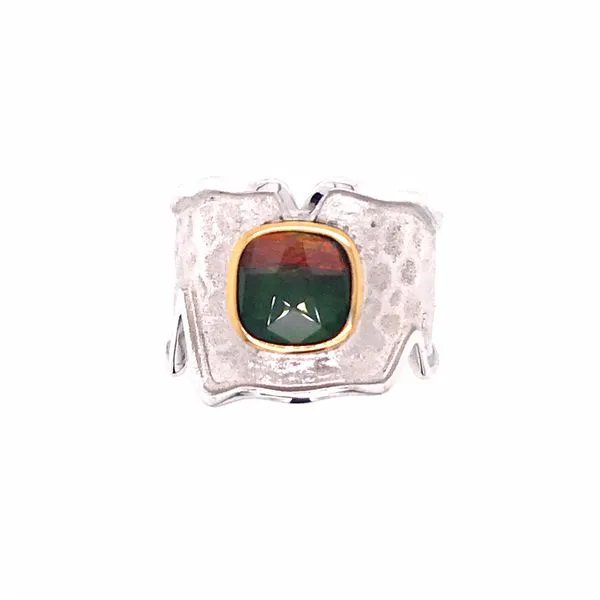 Sterling Siilver Ammolite & 14k Yellow Gold Vermeil Ring Image 2 Bluestone Jewelry Tahoe City, CA