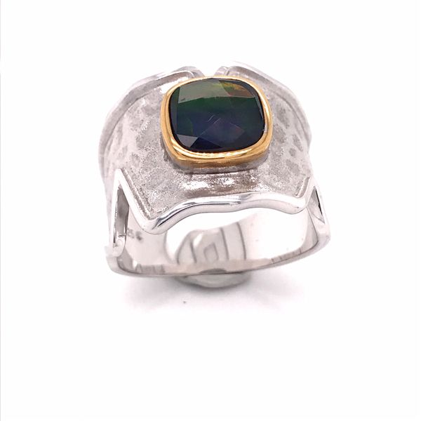 Sterling Siilver Ammolite & 14k Yellow Gold Vermeil Ring Bluestone Jewelry Tahoe City, CA