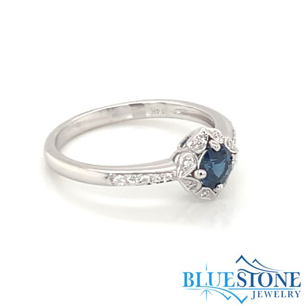 14 Karat White Gold Ring with Blue Sapphire and Diamonds Image 3 Bluestone Jewelry Tahoe City, CA