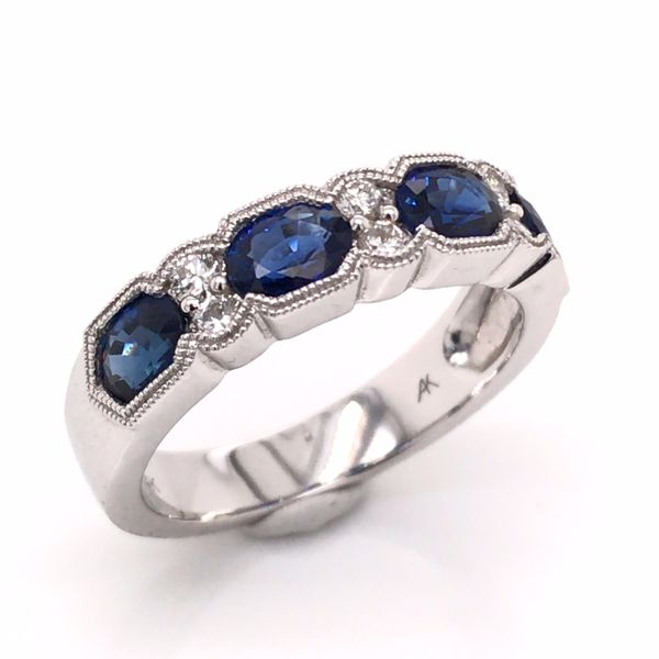 14 Karat White Gold Blue Sapphire and Diamond Ring- Size 7 Image 2 Bluestone Jewelry Tahoe City, CA