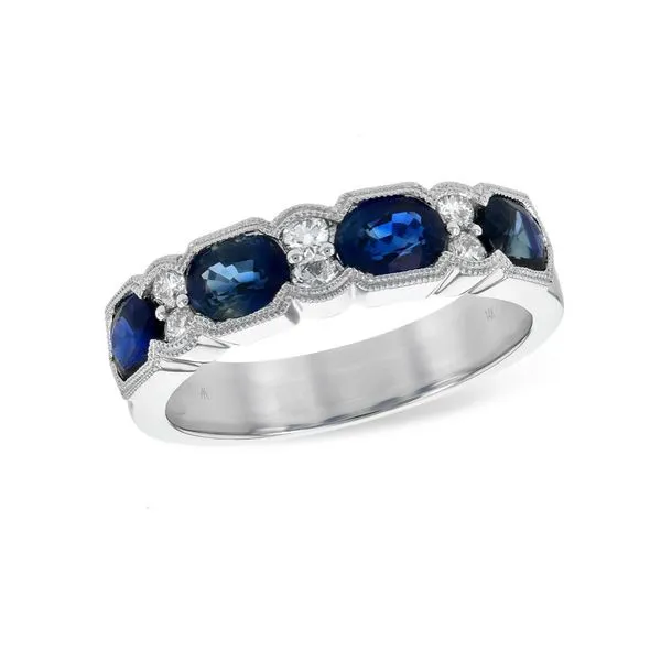 14 Karat White Gold Blue Sapphire and Diamond Ring- Size 7 Image 3 Bluestone Jewelry Tahoe City, CA