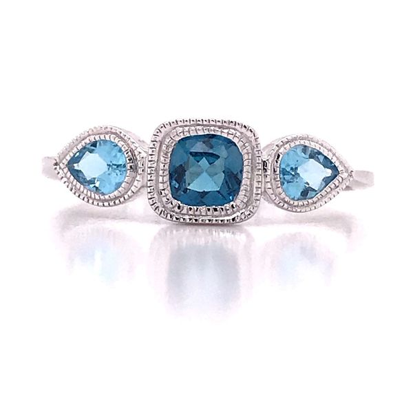 14kt White Gold London Blue and Swiss Blue Topaz Ring Image 4 Bluestone Jewelry Tahoe City, CA