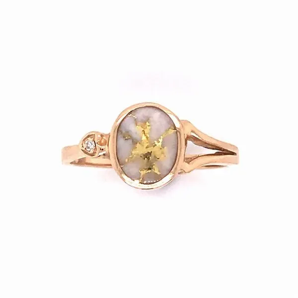 14k Yellow Gold Ring w/Gold Quartz and Diamond Image 2 Bluestone Jewelry Tahoe City, CA