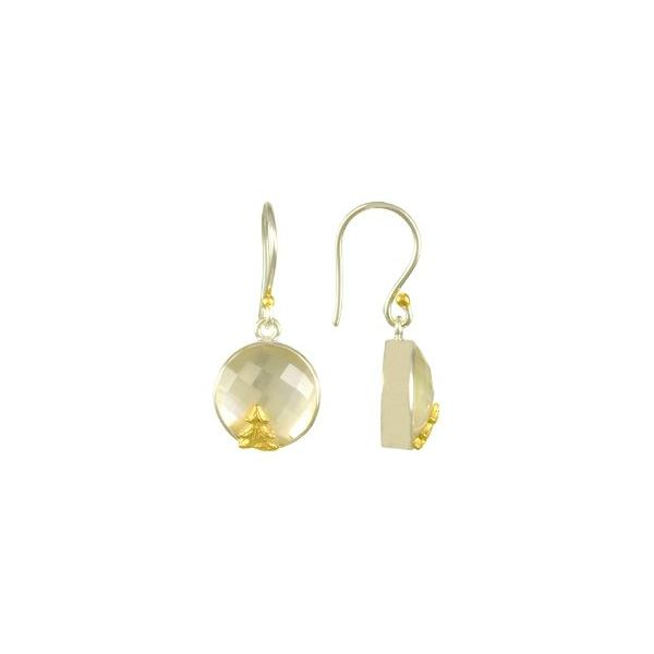 Silver & 22kt YG Earrings w/ Quartz over top of Mother of Pear Bluestone Jewelry Tahoe City, CA