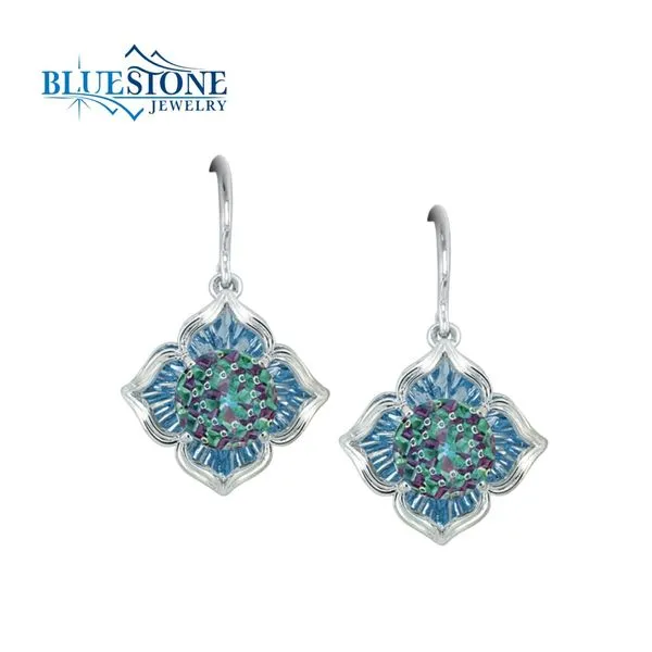 KALEIDOSCOPE 14K White Gold Earrings w/Topaz, Emerald & Rubies Bluestone Jewelry Tahoe City, CA