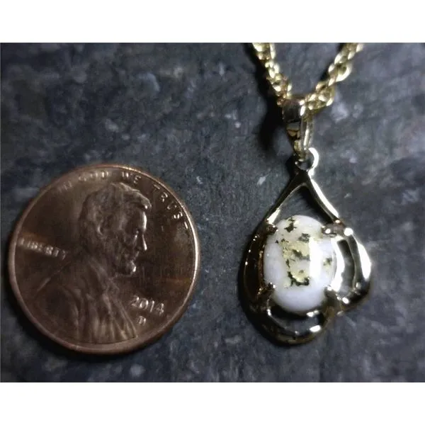 14 Karat Yellow Gold Pendant with a 10 x 8mm oval  cut Gold Quartz gem Image 2 Bluestone Jewelry Tahoe City, CA