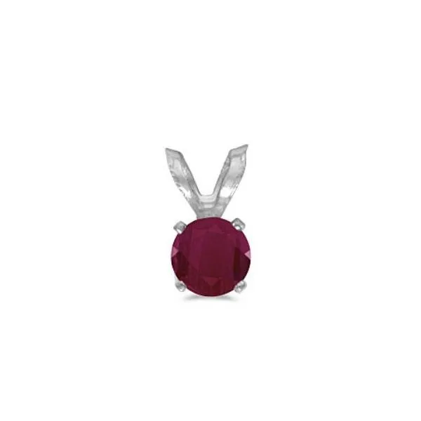 14 Karat White Gold Pendant with One 5mm Round Ruby Bluestone Jewelry Tahoe City, CA