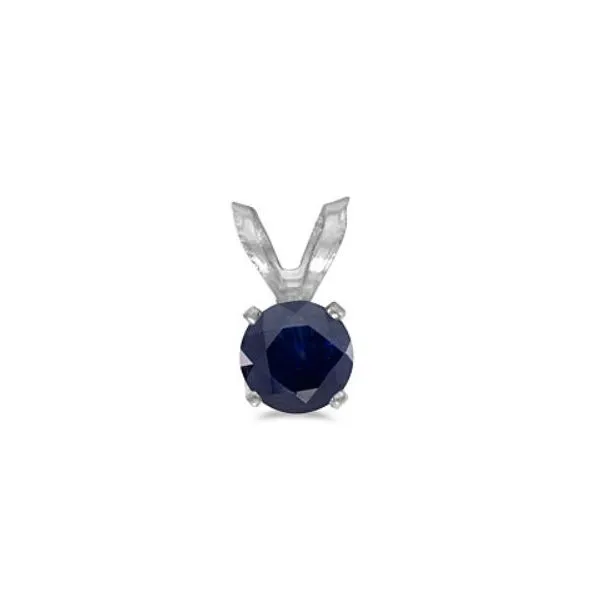 14 Karat White Gold Pendant with One 5mm Round Blue Sapphire Bluestone Jewelry Tahoe City, CA