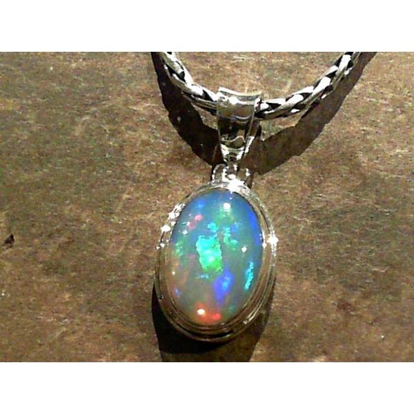 Sterling Silver Ethiopian Opal Pendant on a Handwoven Chain Bluestone Jewelry Tahoe City, CA