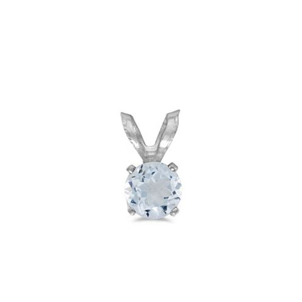 14 Karat White Gold Pendant with One 5mm Round Aquamarine.<br>Chain is S Bluestone Jewelry Tahoe City, CA