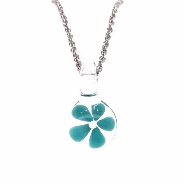 Small Turquoise Flower Glass Pendant Bluestone Jewelry Tahoe City, CA