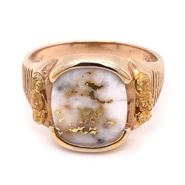 14 Karat Yellow Ring with Gold Quartz and Gold Nuggets Bluestone Jewelry Tahoe City, CA