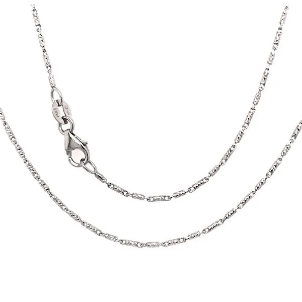 18" 14 Karat White Gold Diamond Cut Raso Chain Bluestone Jewelry Tahoe City, CA