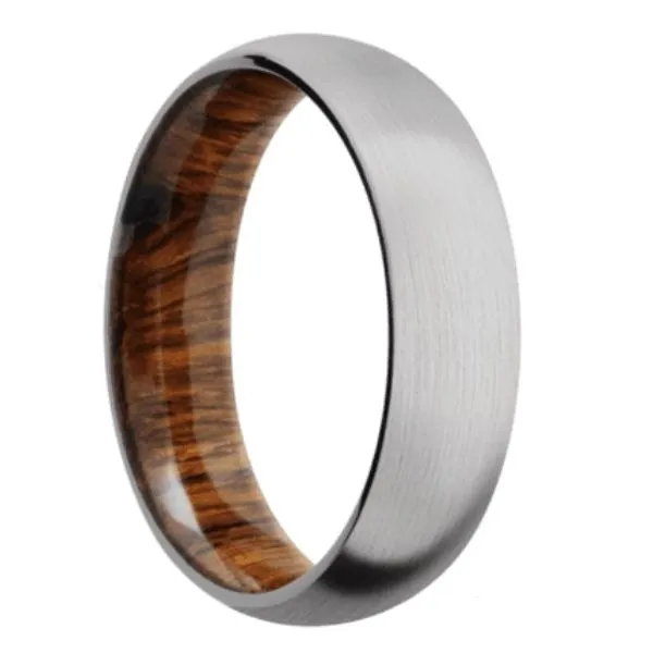 6mm Cobalt Satin finished with a Desert IronWood Sleeve Wedding Band. Image 3 Bluestone Jewelry Tahoe City, CA