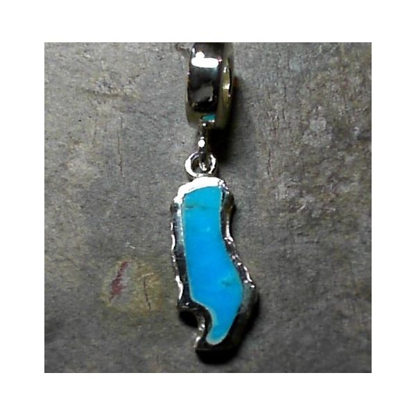 Small Silver Donner Lake Charm with Turquoise Image 2 Bluestone Jewelry Tahoe City, CA