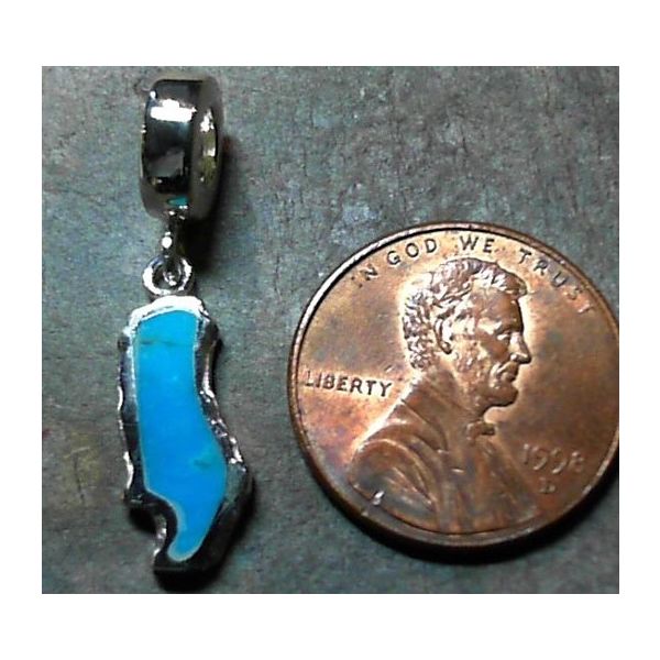 Small Silver Donner Lake Charm with Turquoise Image 3 Bluestone Jewelry Tahoe City, CA