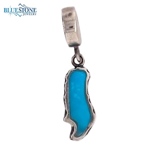 Small Silver Donner Lake Charm with Turquoise Bluestone Jewelry Tahoe City, CA