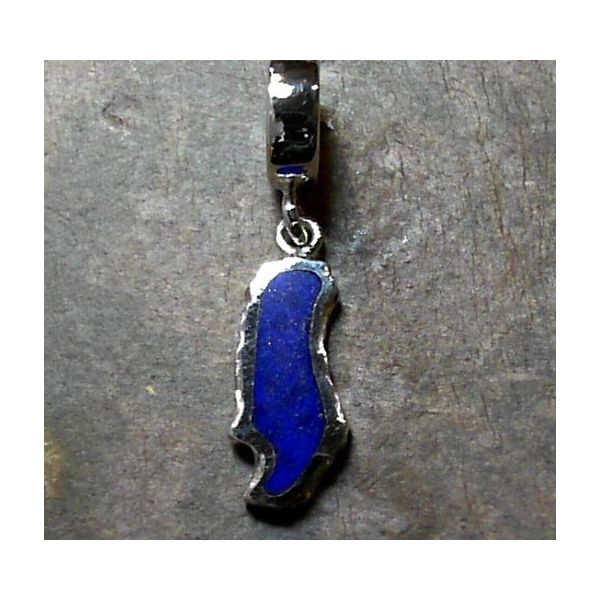 Small Silver Donner Lake Charm with Lapis Image 2 Bluestone Jewelry Tahoe City, CA