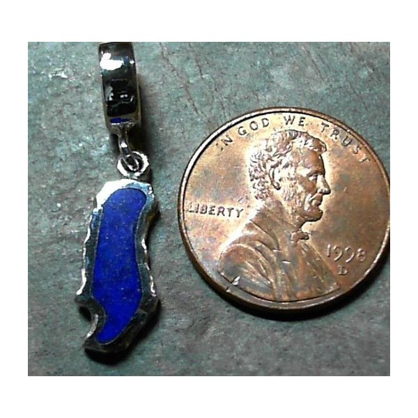 Small Silver Donner Lake Charm with Lapis Image 3 Bluestone Jewelry Tahoe City, CA
