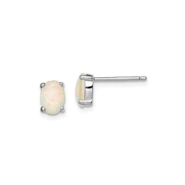 Sterling Silver White Opal Earrings- 7mm x 5mm Bluestone Jewelry Tahoe City, CA