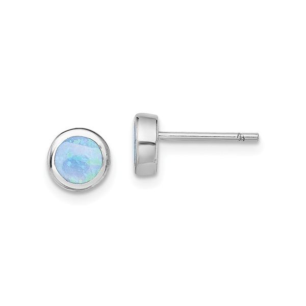 Sterling Silver Rhodium-Plated Create Blue/Green Opal Post Earrings. M Bluestone Jewelry Tahoe City, CA