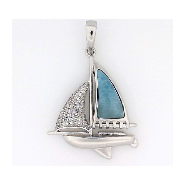SILVER AND LARIMAR SAIL BOAT PENDANT Blue Water Jewelers Saint Augustine, FL