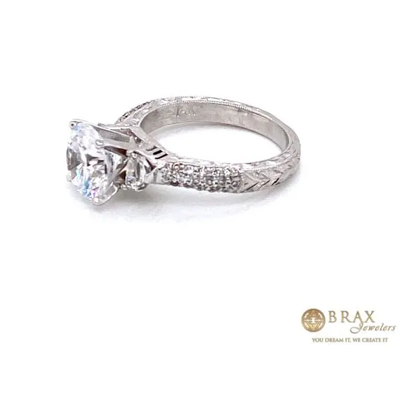 14K White Gold Pave Diamond Engagement Ring Setting Image 3 Brax Jewelers Newport Beach, CA