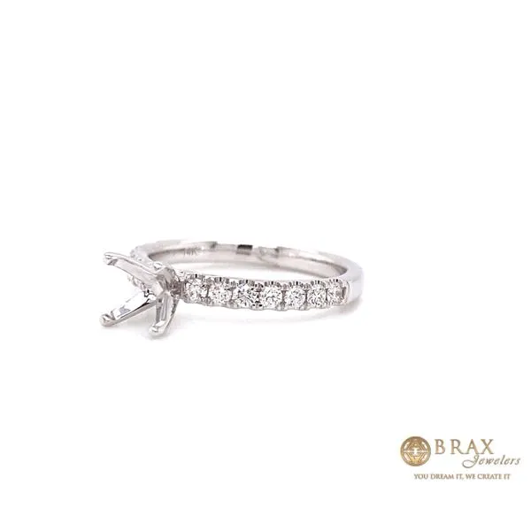14K White Gold Diamond Pave Engagement Ring Setting Image 3 Brax Jewelers Newport Beach, CA