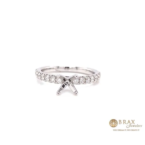 14K White Gold Diamond Pave Engagement Ring Setting Brax Jewelers Newport Beach, CA