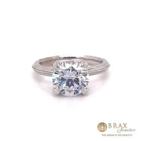 14K White Gold Diamond Tulip Hidden Halo Round Engagement Ring Setting-Brax Jewelers Brax Jewelers Newport Beach, CA