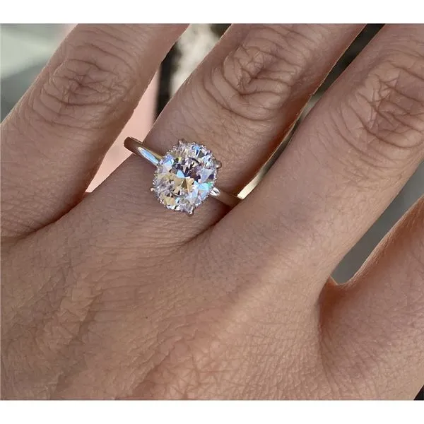 14K White Gold Hidden Halo Oval Solitaire Diamond Engagement Ring Setting-Brax Jewelers Image 4 Brax Jewelers Newport Beach, CA