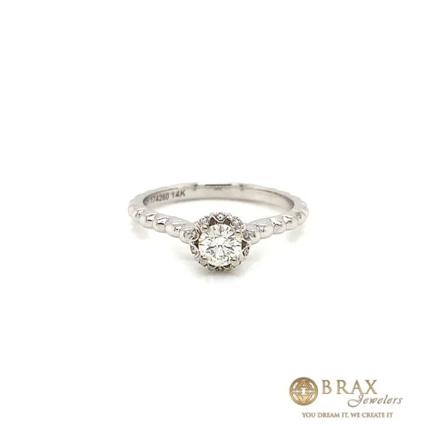 14K White Gold 0.50Ct Round Cut Natural Diamond Engagement Ring Brax Jewelers Newport Beach, CA