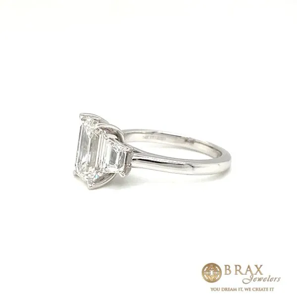 14K White Gold 3.03Ct Emerald Lab Diamond Engagement Ring Image 3 Brax Jewelers Newport Beach, CA