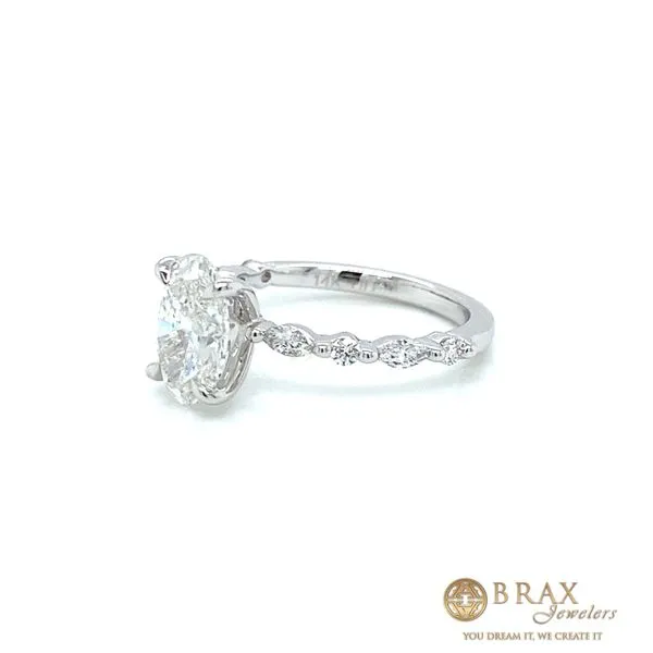 2.12Ct Oval Lab Diamond Engagement Ring Lady's 14K White Gold Engagement Ring with 2.12ct Oval F VS2 Center Diamond and 0.37ctw Various Shape Diamonds Image 2 Brax Jewelers Newport Beach, CA