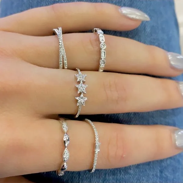Lady's 14K White Gold Star Fashion Ring, Size 6.5 with 0.20ctw Round Diamonds - Brax Jewelers Image 4 Brax Jewelers Newport Beach, CA