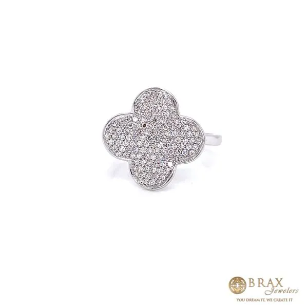 Lady's 14K White Gold Pavé Clover Fashion Ring with 0.43ctw Round Diamonds - Brax Jewelers Brax Jewelers Newport Beach, CA