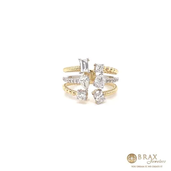 Lady's Two-Tone 14 Karat Fashion Ring with 0.20ctw Baguette Diamonds, 0.42ctw Round Diamonds, 0.43ctw Pear Diamonds, and 0.24ctw Oval Diamonds - Brax  Brax Jewelers Newport Beach, CA