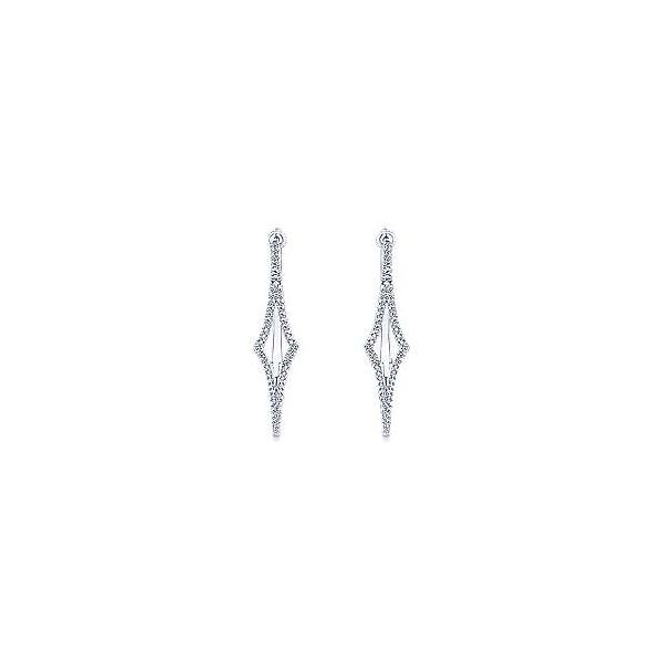 14K White Gold Diamond Hoop Earrings Image 2 Brax Jewelers Newport Beach, CA