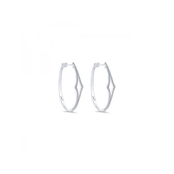 14K White Gold Diamond Hoop Earrings Brax Jewelers Newport Beach, CA