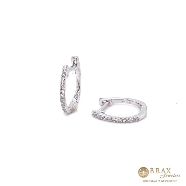 14K White Gold Diamond Huggie Earrings Image 2 Brax Jewelers Newport Beach, CA