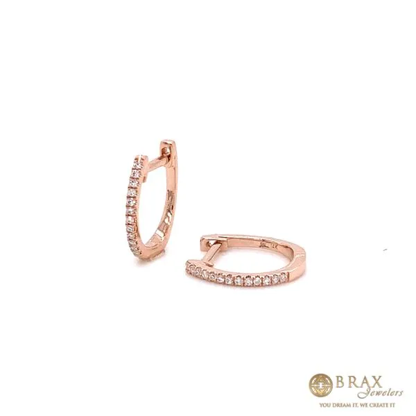 14K Rose Gold Diamond Huggie Earrings Image 2 Brax Jewelers Newport Beach, CA