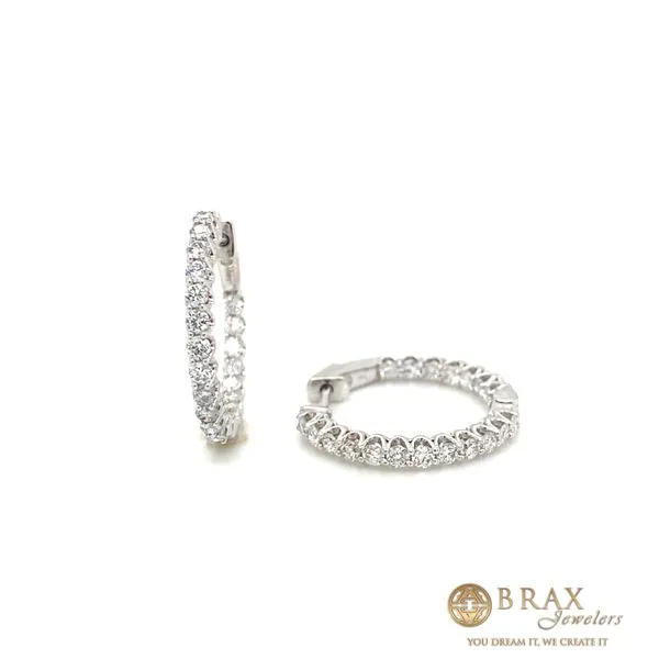 14K White Gold Small 1.00Ct Lab Diamond Hoop Earrings Brax Jewelers Newport Beach, CA