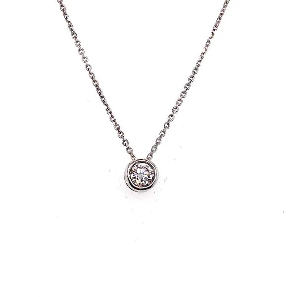 14 Karat White Gold Solitaire Diamond Pendant Necklace Brax Jewelers Newport Beach, CA