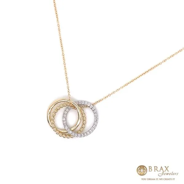 Lady's Interlocking Circles Pendant with Pave Diamonds Diamond Necklaces 14 Karat Two-Tone Gold NK6360M45JJ - Brax jewelers Image 2 Brax Jewelers Newport Beach, CA