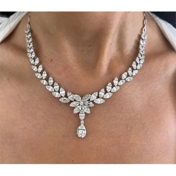 18kt White Gold Diamond Floral Necklace Brax Jewelers Newport Beach, CA